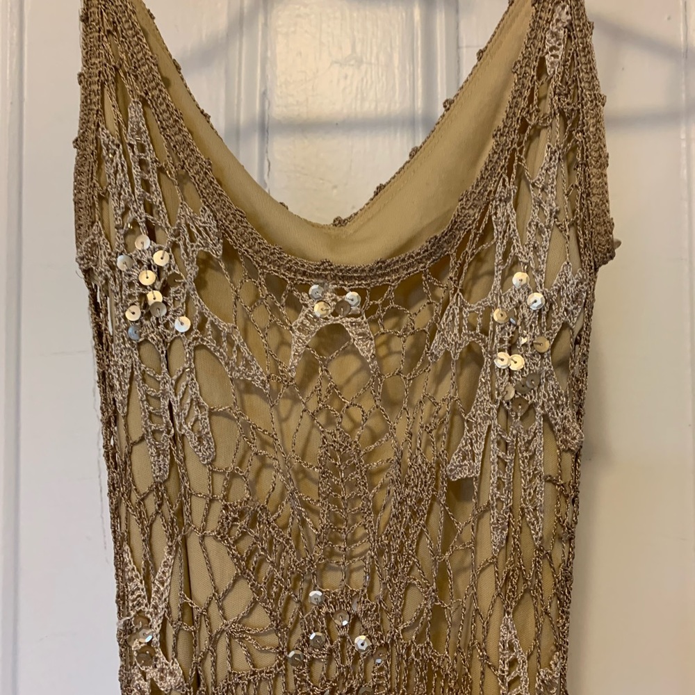 Gorgeous detailed cream/gold crochet/sequin dress